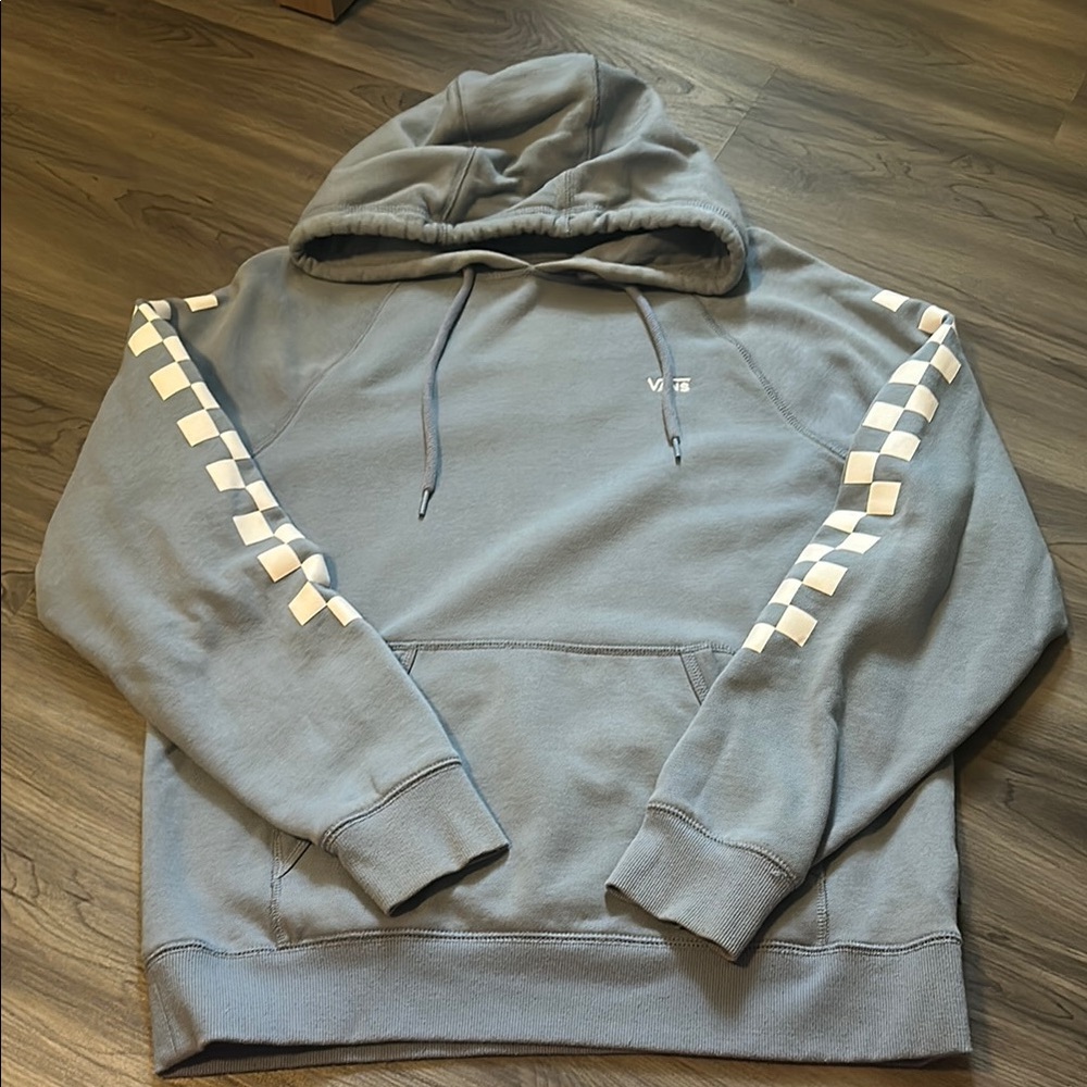 Vans Blue Versa Hoodie with White Checkerboard Sleeves
